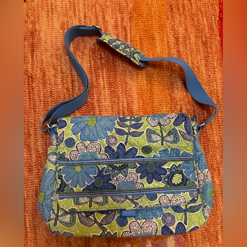 GUC Vera Bradley Blue and green floral crossbody messenger bag